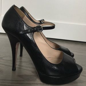 Prada Peeptoe Heels with Ankle Strap
